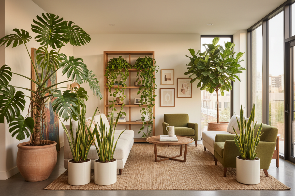 Potted Indoor Plants as Interior Design Features: Moving Beyond Traditional Desk Placement